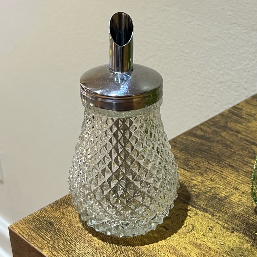 Vintage Diamond Cut Glass Sugar Dispenser